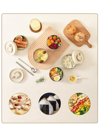 (50% OFF) Set of 2 Thermal Lunch Boxes Made of 304 Stainless Steel – Includes Thermal Bag and Cutlery Set