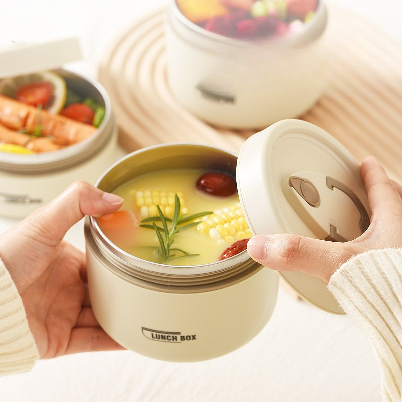 (50% OFF) Set of 2 Thermal Lunch Boxes Made of 304 Stainless Steel – Includes Thermal Bag and Cutlery Set