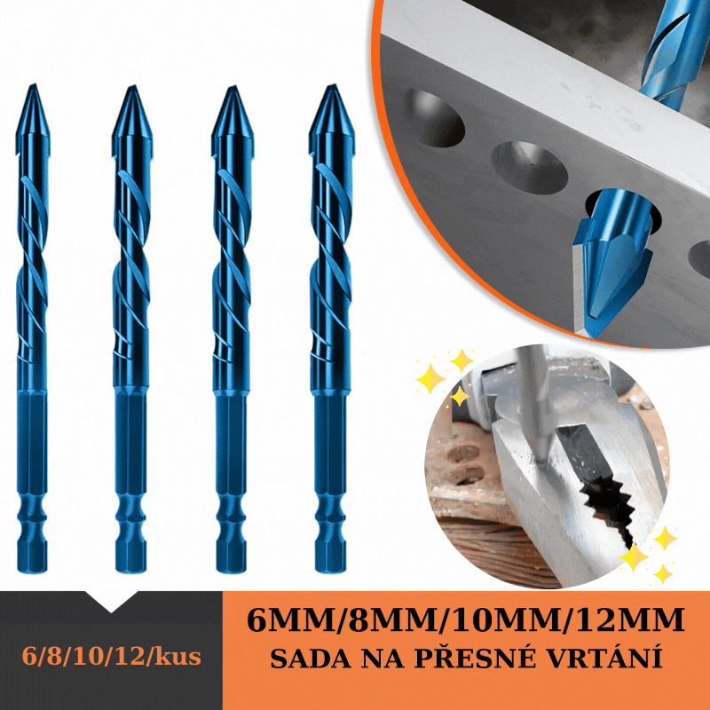 (30% sleva) Sada 4 titanových vrtáků, vrtá všechny materiály