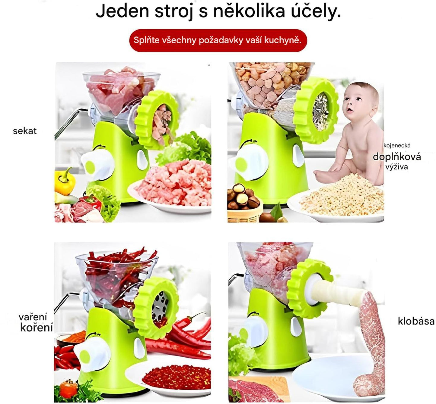 (30% sleva) Ruční mlýnek na maso, Ruční výrobník klobás