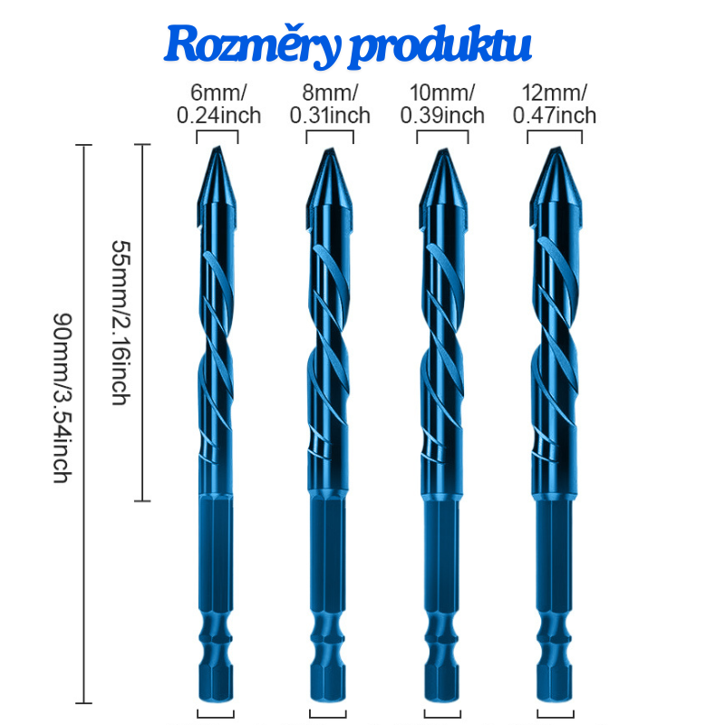 (30% sleva) Sada 4 titanových vrtáků, vrtá všechny materiály