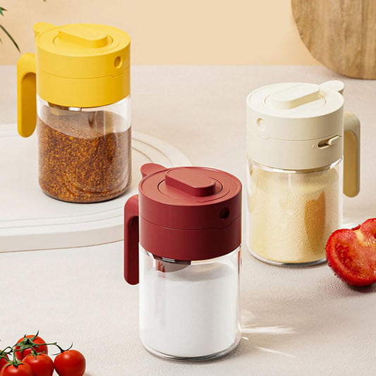 (30% sleva) High quality shatterproof glass spice jar, with separate moisture-proof spoon compartment