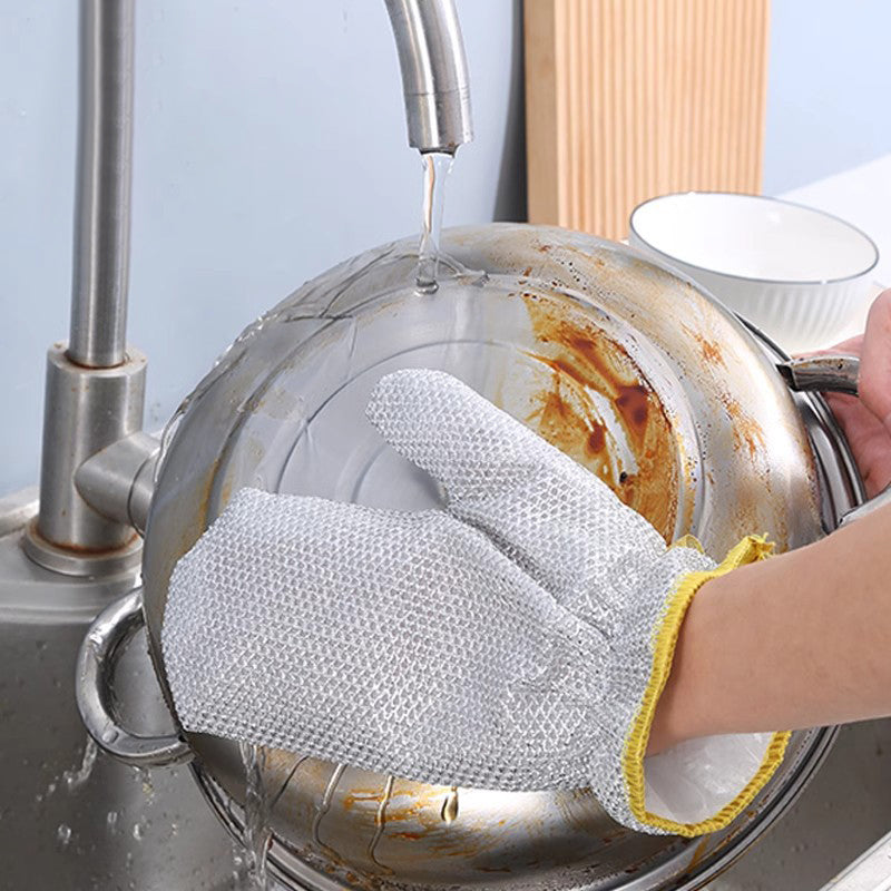 (30% sleva) Silver wire dishwashing gloves are antibacterial, waterproof, and heat-insulated.