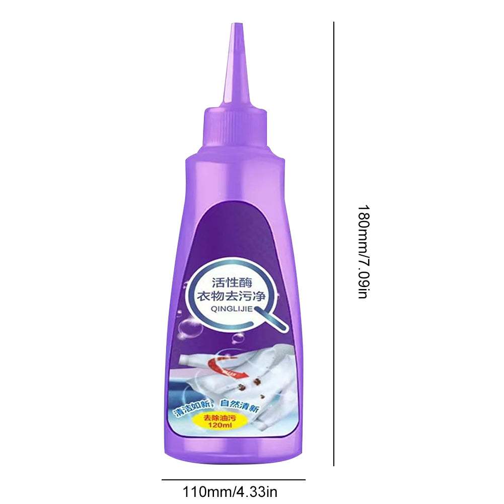 (30% sleva)120ML aktivní enzymový odstraňovač skvrn z oblečení, výkonný a rychlý odstraňovač skvrn.